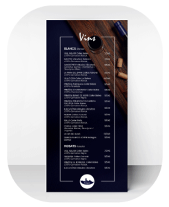 Carta vinos de Las Piscinas de Batea